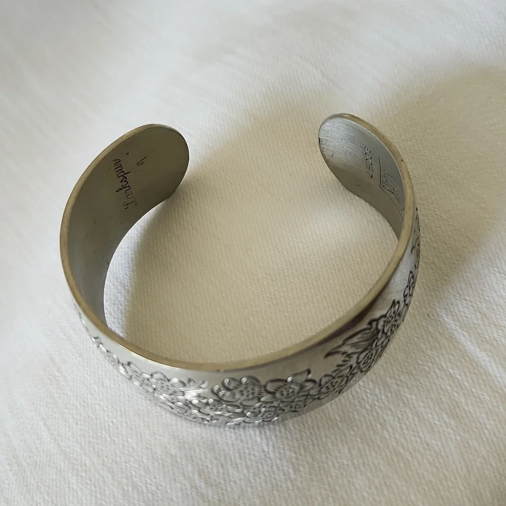 Floral Pewter Cuff Bracelet - Picture 2 of 3